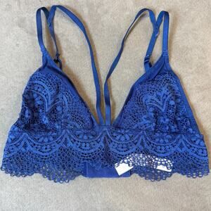 Victoria's Secret Royal Blue Lace Bra Bralette S Small Double Strap